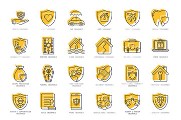 Fototapeta premium Set of insurance icons vector illustration. icons bundle isolated on white background