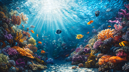 Fototapeta premium coral reef and fish