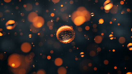 Shiny Bokeh Lights, Festive Celebration Background. Shiny Gold Gold Macro Drops. Omega 3, Vitamin Serum, Gold Macro Droplets. Liquid Oil or Gasoline Drops. Christmas or New Year Celebration Texture.