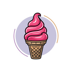 Ice Cream Cone Cartoon Icon Illustration. Sweet Food Icon Concept Isolated