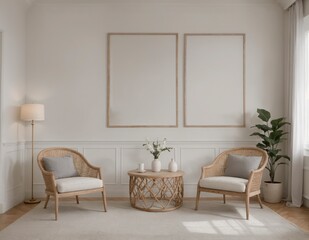 A white room with two chairs and a table