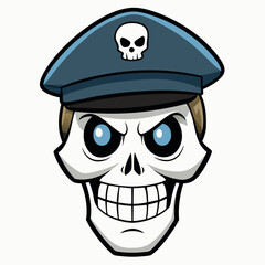 Design a Powerful, Menacing Skull in a Tactical Beret Bold Black-and-White Illustration with Military Vibe art vector illustration