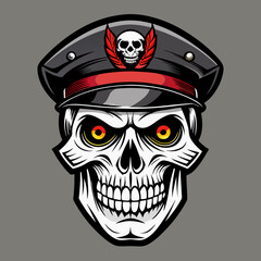 Design a Powerful, Menacing Skull in a Tactical Beret Bold Black-and-White Illustration with Military Vibe art vector illustration