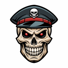 Design a Powerful, Menacing Skull in a Tactical Beret Bold Black-and-White Illustration with Military Vibe art vector illustration