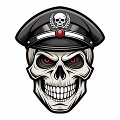 Design a Powerful, Menacing Skull in a Tactical Beret Bold Black-and-White Illustration with Military Vibe art vector illustration