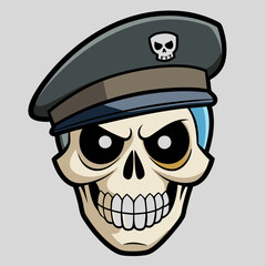 Design a Powerful, Menacing Skull in a Tactical Beret Bold Black-and-White Illustration with Military Vibe art vector illustration