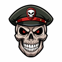Design a Powerful, Menacing Skull in a Tactical Beret Bold Black-and-White Illustration with Military Vibe art vector illustration