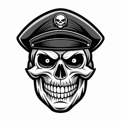 Design a Powerful, Menacing Skull in a Tactical Beret Bold Black-and-White Illustration with Military Vibe art vector illustration