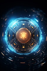 Futuristic Technology Sphere: Glowing Circuitry and Data Flow