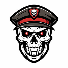 Design a Powerful, Menacing Skull in a Tactical Beret Bold Black-and-White Illustration with Military Vibe art vector illustration