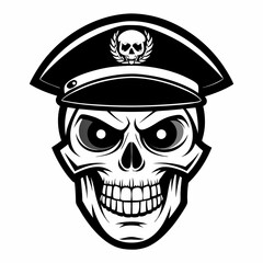 Design a Powerful, Menacing Skull in a Tactical Beret Bold Black-and-White Illustration with Military Vibe art vector illustration