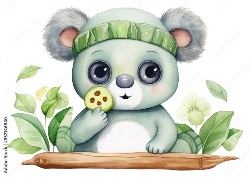 Sticker png koala getting spa cartoon nature cute.