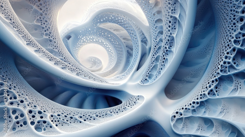 Poster 3d illustration of fractal patterns curves and symbols exploring concepts in mathematics technology 