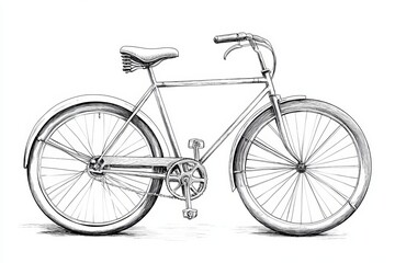 A detailed sketch of a classic bicycle, showcasing its design and structure.