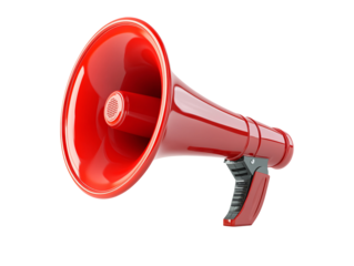 a red megaphone on a white background