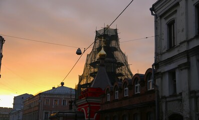 Obraz premium city castle at sunset