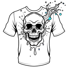 Vibrant Human Skull Vector Design with Color Splash on White Background art vector illustration