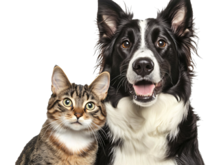 a dog and cat looking at camera