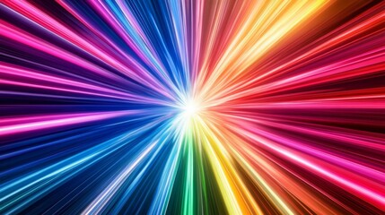 Vibrant abstract light rays with colorful burst
