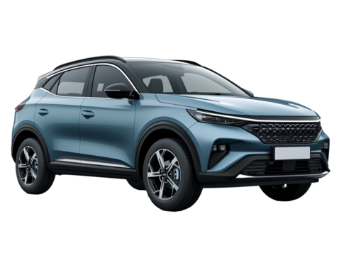 a blue suv with black trim