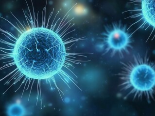Fototapeta premium Microscopic view of virus particles in a dark environment