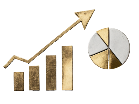 a graph and pie chart