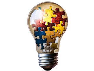 a light bulb with a puzzle piece inside