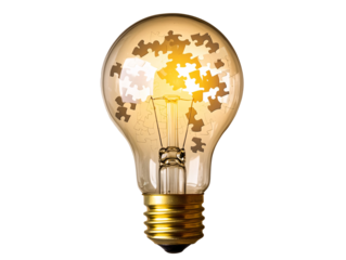 a light bulb with a puzzle piece on it