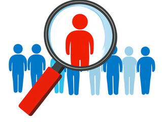 a magnifying glass over a group of people