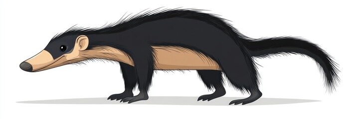 Fototapeta premium Anteater Cartoon. Cute Mascot Animal with Shaggy Fur and Long Tail in Wild Zoo