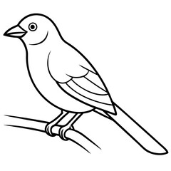 Bird perching on a branch vector art illustration