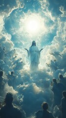 Divine Vision: Angels, Jesus, Sun, and Clouds