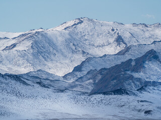 mountains with snow, soft tones