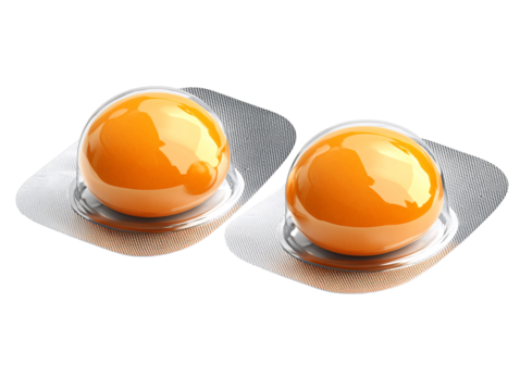 two round objects with orange bubbles