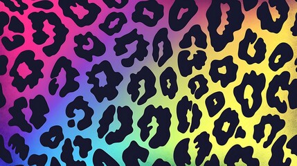 Obraz premium Trendy neon leopard seamless pattern vector rainbow wild animal leo skin cheetah texture with black