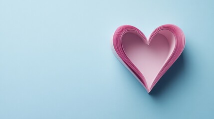 Fototapeta premium Pink paper heart shape on a blue background