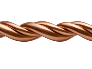 piece of twisted copper wire isolated on transparent background 