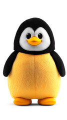 Fototapeta premium Funny penguin on white background, concept of children's toys made from recycled materials