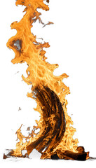 burning fire with flames and sparks on transparent background, PNG