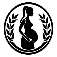 Pregnant woman silhouette vector for logo