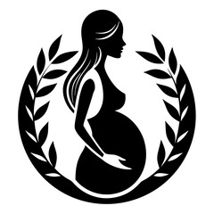 Pregnant woman silhouette vector for logo