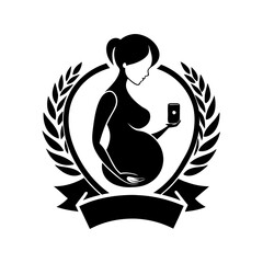 Pregnant woman silhouette vector for logo