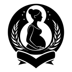 Pregnant woman silhouette vector for logo