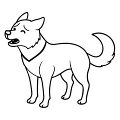 Dog crying line art vector illustration