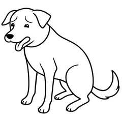 Dog crying line art vector illustration