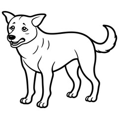 Dog crying line art vector illustration