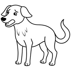 Dog crying line art vector illustration