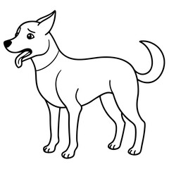 Dog crying line art vector illustration
