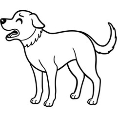Dog crying line art vector illustration