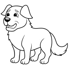 Dog crying line art vector illustration